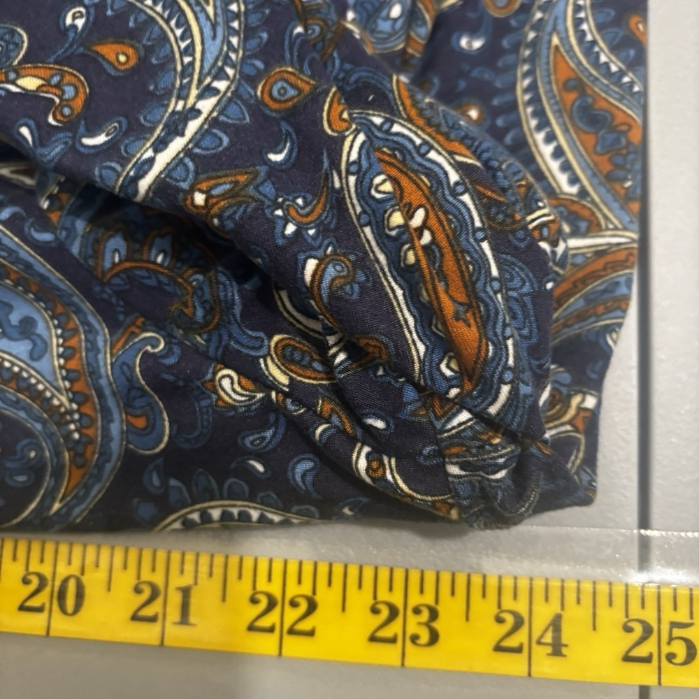 Folunsi Blue Orange Paisley Print Pullover Blouse Shirt Top Long Sleeve Plus 3X - Picture 5 of 12